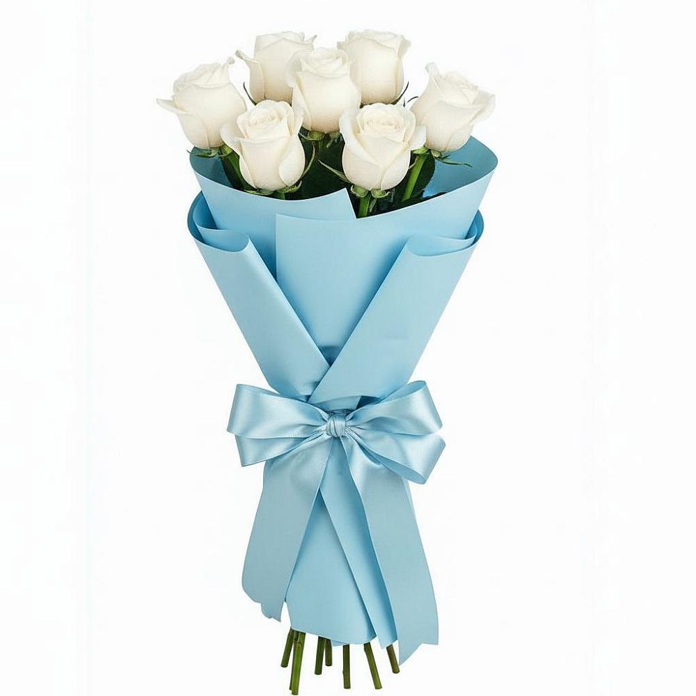 Букет 7 белых роз Проуд в Ромоданово