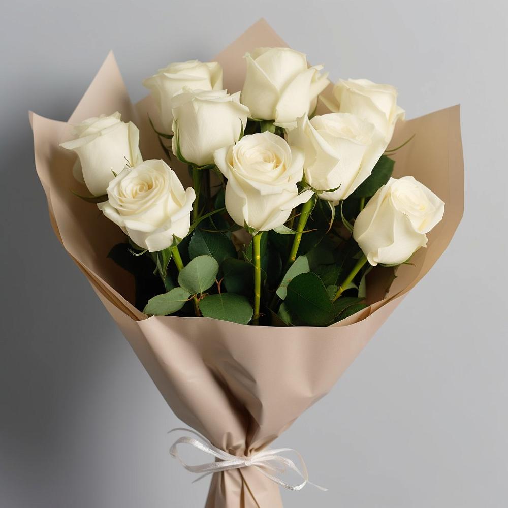Букет 9 Белых роз Эдлесс Лав в Ромоданово