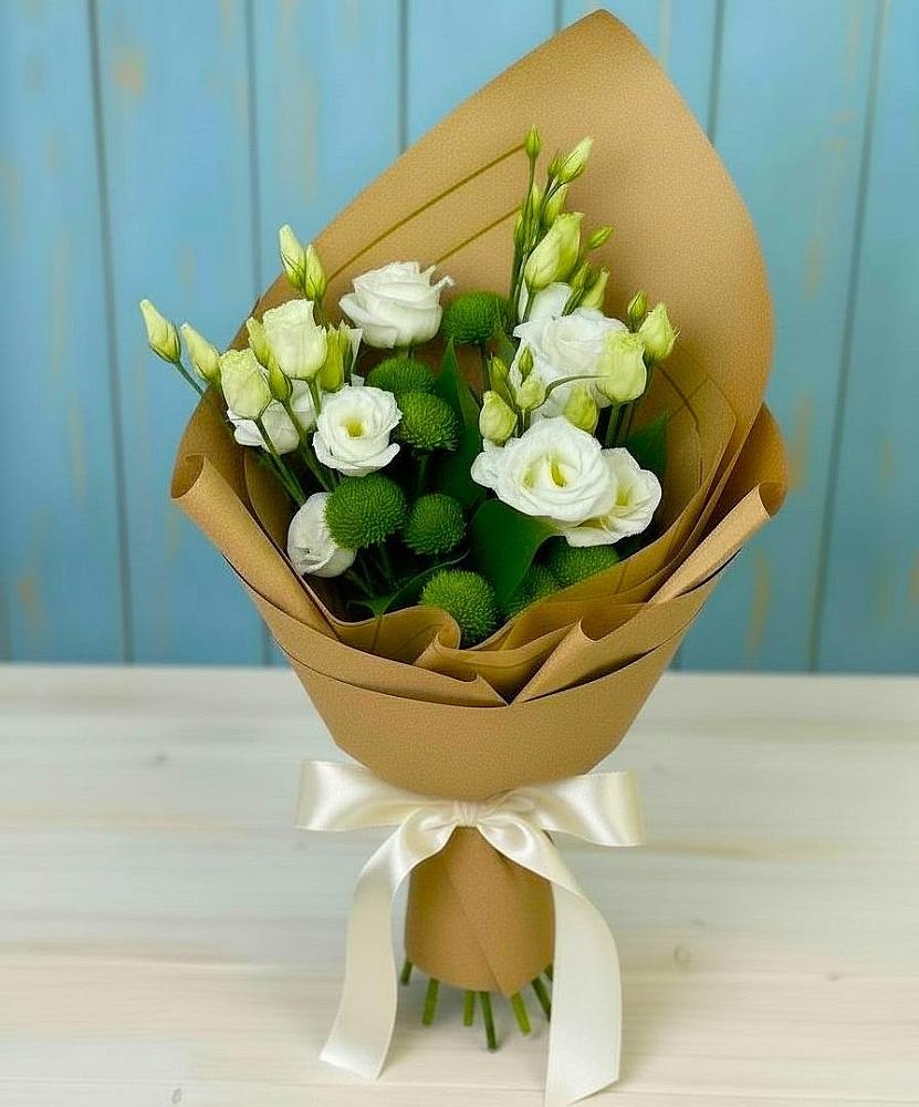 Букет цветов из: Хризантемы и Лизиантусы в Ромоданово