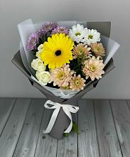 Букет цветов из:  Розы, Герберы и Хризантемы в Ромоданово