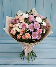 Букет цветов из:  Хризантемы, Розы и Альстромерии в Ромоданово