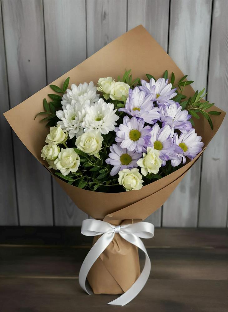 Букет цветов из: Хризантемы и Розы в Ромоданово